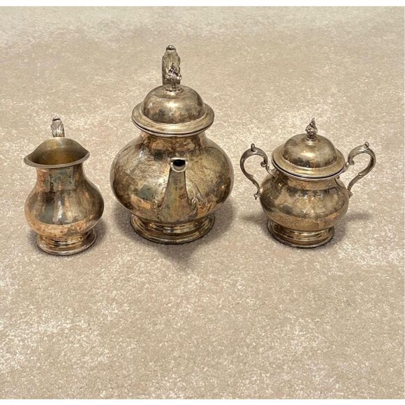 Vintage Antique Gorham Silver Plated Coffee Tea Pot Sugar Creamer 5 Piece Set FC